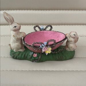 Spring Bunny Bowl Accent - Pink and Green